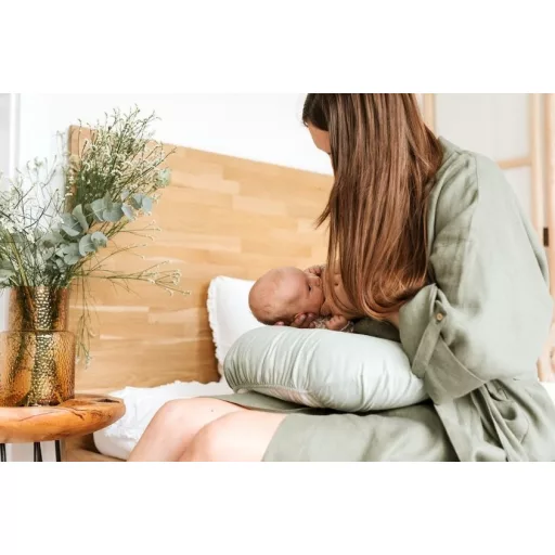Poofi Hygienic vízálló pamut szoptatós párna - Zsályazöld