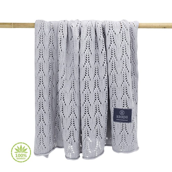Makaszka bambusz-pamut kötött takaró - Hamuszürke