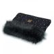 Prémium szőrmés babakocsi kézmelegítő - Fekete csillagokkal