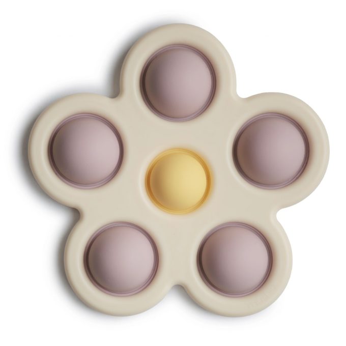 Mushie pukkasztós játék - virág - halvány lila