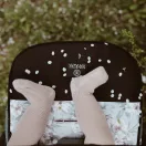 Makaszka memóriahabos velvet babakocsi betét Dream garden botanikai mintával és lila velvet mintával