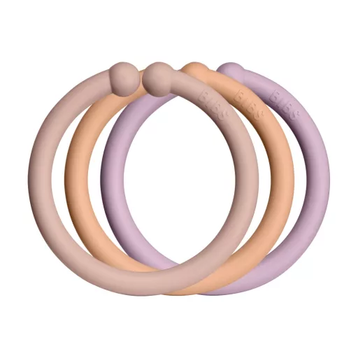 BIBS karikák - púderrózsaszín-hamvas lila-barack színben