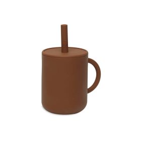 Minimal szilikon szívószálas itatópohár - karamell