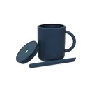 Szétszerelt kék Jollein szilikon pohár különálló fedéllel és szívószállal
