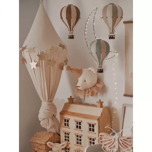 Dekor hőlégballon - Sötétszürke fehérrel L