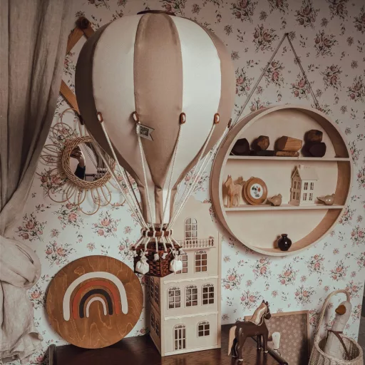 Dekor hőlégballon - Bézs krémfehérrel M