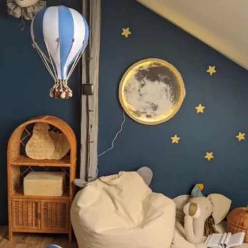 Dekor hőlégballon - Királykék fehérrel S