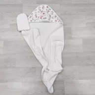 Happy kapucnis törölköző fürdőkesztyűvel - Őzike