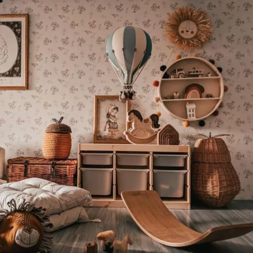 Dekor hőlégballon - Zöld - Krém - Szürke M