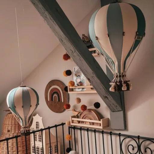Dekor hőlégballon - Zöld - Krém - Szürke M