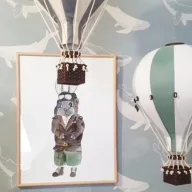 Dekor hőlégballon - Zöld - Fehér - Szürke M