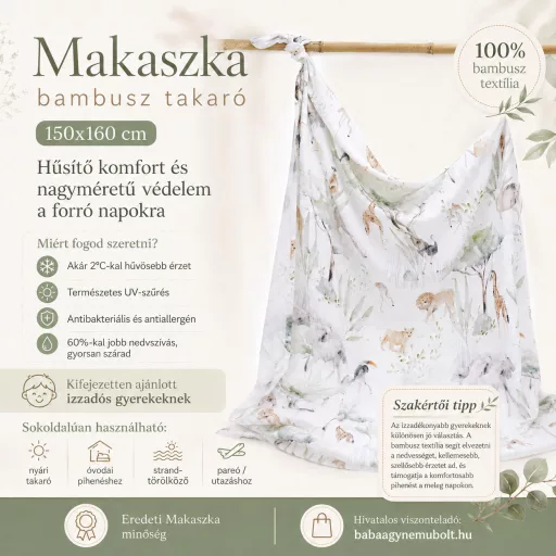Makaszka bambusz takaró 150x160 cm - Szafari