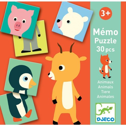DJECO Memóriajáték - Állati feles - Memo Animo-puzzle