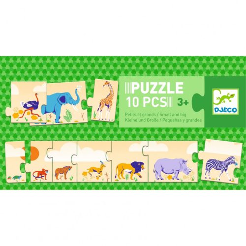 DJECO Sorozatkirakó puzzle - Kicsi és nagy, 10 db-os - Smal and big