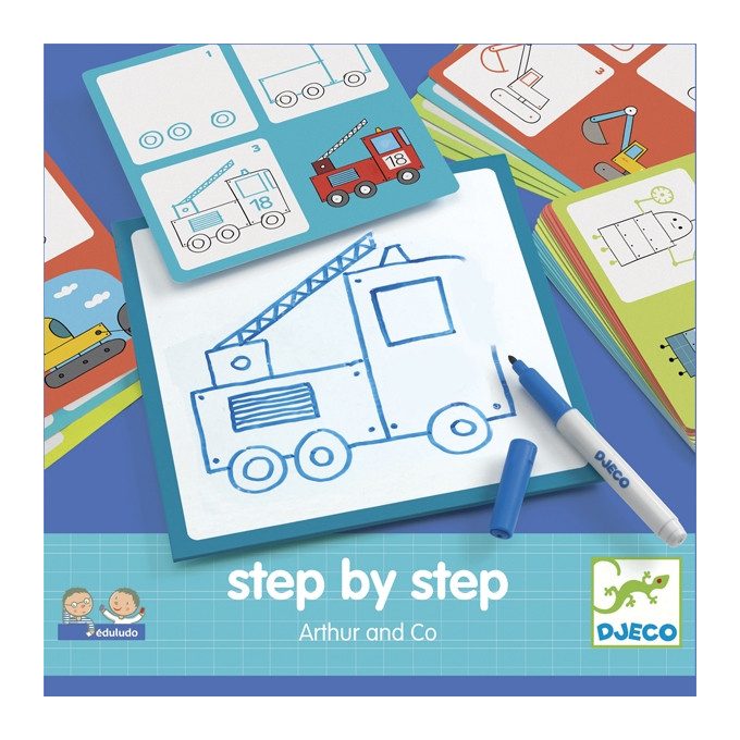 Djeco Rajzolás lépésről lépésre - Járművek - Step by step Arthur and Co