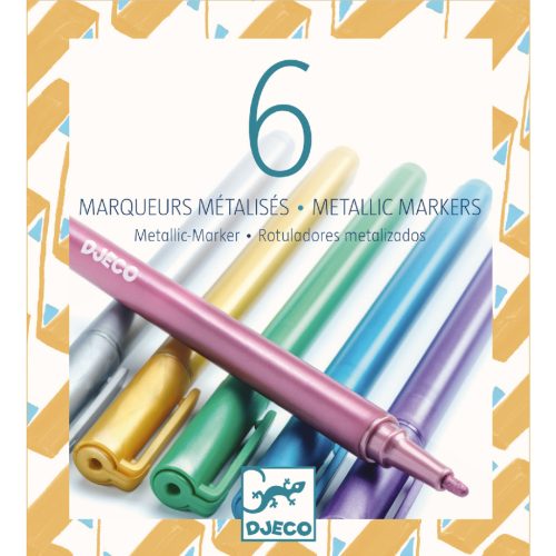 Djeco 6 fémfesték filctoll - 6 metalic markers