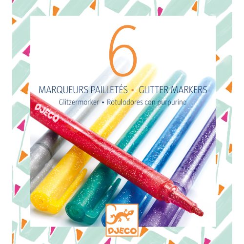 Djeco 6 csillámtoll - 6 glitter markers