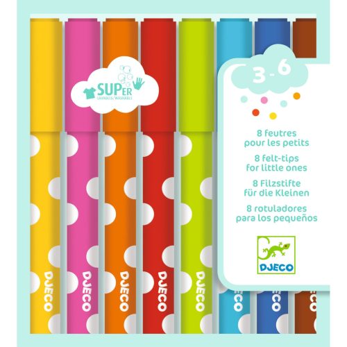 Djeco Kimosható filctoll - 8 felt-tips for little ones