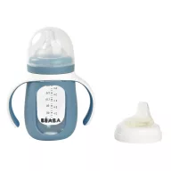   Béaba 2 az 1-ben Tanuló cumisüveg 210 ml + Szilikon borítással - Viharszürke