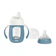   Béaba 2 az 1-ben Tanuló cumisüveg 210 ml + Szilikon borítással - Viharszürke