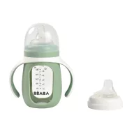  Béaba 2 az 1-ben Tanuló cumisüveg 210 ml + Szilikon borítással - Zsályazöld