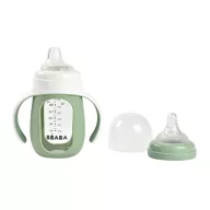   Béaba 2 az 1-ben Tanuló cumisüveg 210 ml + Szilikon borítással - Zsályazöld