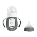 Béaba 2 az 1-ben Tanuló cumisüveg 210 ml + Szilikon borítással - Sötétszürke
