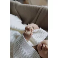 My Memi merinói gyapjú kötött takaró - Krémfehér