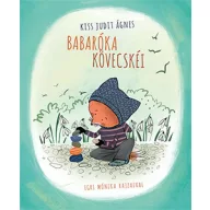 Babaróka kövecskéi keménytáblás mesekönyv borítója köveket építő kisrókával