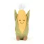 Jellycat mosolygós kukorica plüss sárga szemcsés textúrával és zöld levelekkel