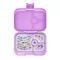 Yumbox Panino 4 rekeszes lila uzsonnás doboz nyitott állapotban Ami Purple Friendship mintás belső tálcával