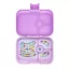 Yumbox Panino 4 rekeszes lila uzsonnás doboz nyitott állapotban Ami Purple Friendship mintás belső tálcával