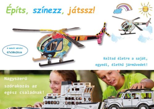 Helikopter - Kifestő karton makett építő - és kreatív szett