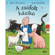 A zsúfolt házikó mesekönyv borítója idős nénivel és háziállatokkal