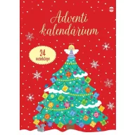 Lampion Könyvek Adventi kalendárium 24 mesekönyvvel piros keménytáblás borítóval és karácsonyfával