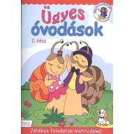 Ügyes óvodások 1. rész játékos feladatok matricákkal borítója vidám táncoló csigákkal