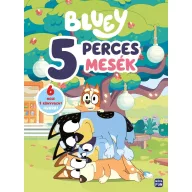 Bluey 5 perces mesék keménytáblás mesekönyv borítója a Heeler családdal