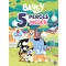 Bluey 5 perces mesék keménytáblás mesekönyv borítója a Heeler családdal