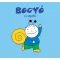 Bogyó, a csigafiú keménytáblás mesekönyv kék borítója az integető figurával