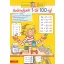 Számoljunk 1-től 100-ig! Barátnőm, Bori foglalkoztató füzet sárga borítója Borival és számolási példákkal