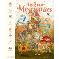 Égig érő mesevarázs keménytáblás könyvborító óriás fával, tökhintóval és mesehősökkel