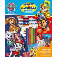 Mancs Őrjárat Színezz és matricázz velünk kiadvány borítója tollakkal és matricákkal