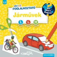 Mit Miért Hogyan Mini Foglalkoztató Járművek borítója ollóval és ceruzával