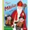 Mikulás mese könyv borítója Szent Miklóssal és két krampusznak öltözött gyerekkel