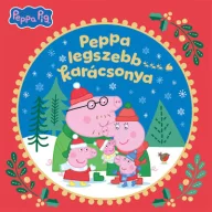 Peppa legszebb karácsonya keménytáblás mesekönyv borítója a malaccsaláddal a hóban