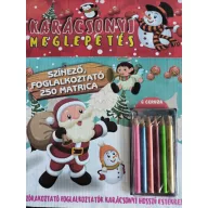 Karácsonyi meglepetés foglalkoztató doboz Mikulással, hóemberrel és 6 ceruzával