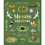 Mesés tájakon könyvborító állatfigurákkal növényekkel arany betűkkel Móra kiadó