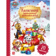 Mancs Őrjárat Karácsonyi foglalkoztatókönyv borítója Chase, Skye, Marshall és Rubble karácsonyi sapkás rajzával