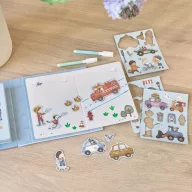   Little Dutch mágneses rajzoló készlet letörölhető ficcel - Jim járművei