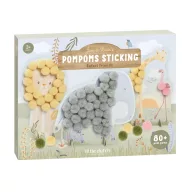 Little Dutch Safari pom pom kép készítő doboza és a benne található állatfigurák 80+ pompon jelzéssel